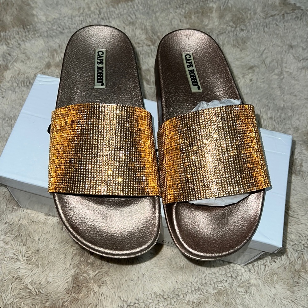 Rhinestone slide sandals